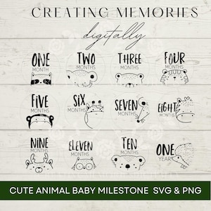 Niedliche Tier Baby Runden svg, Baby Meilenstein Runden SVG, Muttertag, Geschenk, DIY, Baby Cricut Silhouette geschnitten Dateien svg, Baby Runden