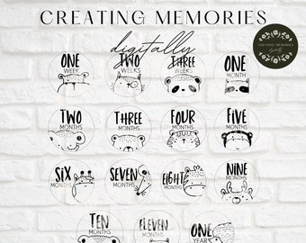 Animal Baby Rounds svg, Baby Milestone Rounds SVG, Gender Neutral Baby Months