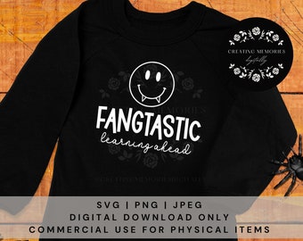 Fangtastic Learning Ahead, Classroom Decor, Teacher Halloween Designs, Teacher svg, Cut File, Halloween SVG, Halloween Sayings