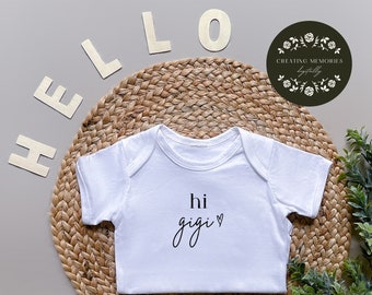 Hi Gigi SVG, Baby Shower Gift, Instant Download, Pregnancy Announcement, Gift, Cut File, Gigi to be Gift