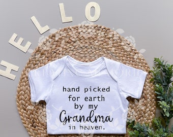 Handpicked For Earth By Grandma In Heaven svg, Baby Shower Gift, Guardian Angel, Instant Download, Baby svg, Cut File, In Memory of Grandma