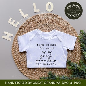 Handverlesen für die Erde von Urgroßmutter im Himmel, Baby Shower Geschenk, Schutzengel, Sofort Download, Baby, In Erinnerung an Urgroßmutter