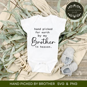 Escogido a mano para la Tierra por Brother In Heaven svg, Baby Shower Gift, Guardian Angel, Baby svg, Rainbow Baby, In Memory of Brother, Digital File