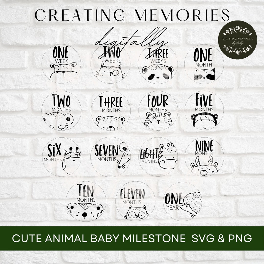 Animal Baby Rounds Svg, Baby Milestone Rounds SVG, Gender Neutral Baby ...