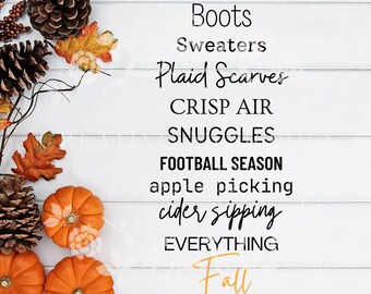 Fall Sign SVG, Fall Decor, Fall Favorites Sign, Football Season svg , Cutfile for Wood Sign, Fall Home Decor, Farmhouse Sign, Rustic