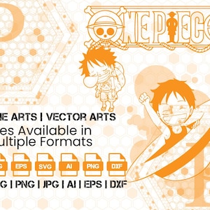 Anime Line Art Bundle, ""Luffy"" Edition - Handgezeichnete SVG, Piraten Clipart, kultige Charaktere, Piratensymbole und Vektoren."