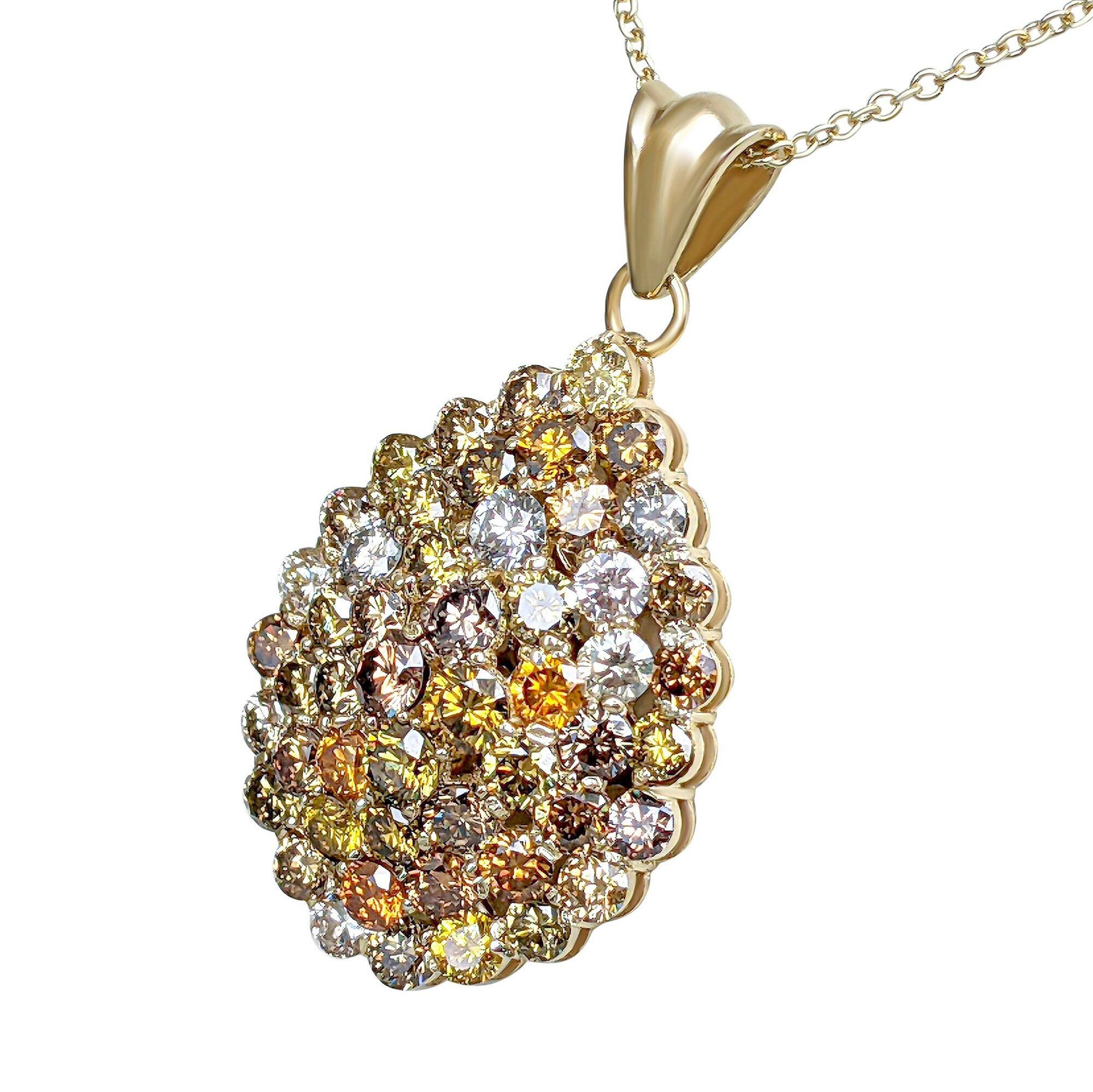 Fancy Diamonds Pendant, 3.51ct Diamonds, 14k Yellow Gold - Etsy