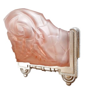 Rare Degué wall lamp, rose-colored glass, Art Déco, 1930s