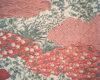 2 pieces of Japanese Kimono Fabric, 80s Silk Fabric for Sewing, Quilting, Silk Lamp Shade Shipped from NZ  2973LS  (aged stains/stains)
