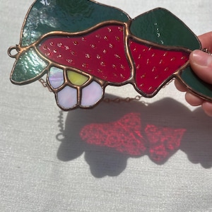Cottagecore Strawberry Stained Glass Suncatcher