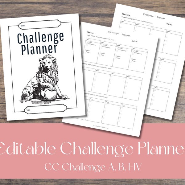 Editable Challenge Planner PDF, Works for all Challenge Levels