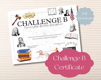 Challenge B Completion Certificate: Printable End of Year Award (PDF)