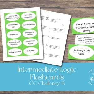 Intermediate Logic Printable Flashcards, Challenge B Logic Flashcards, Challenge B Second Semester Logic