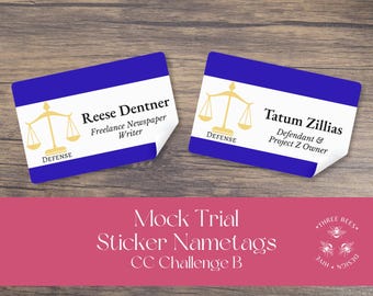 Mock Trial Nametags – Commonwealth v. Zillias Case