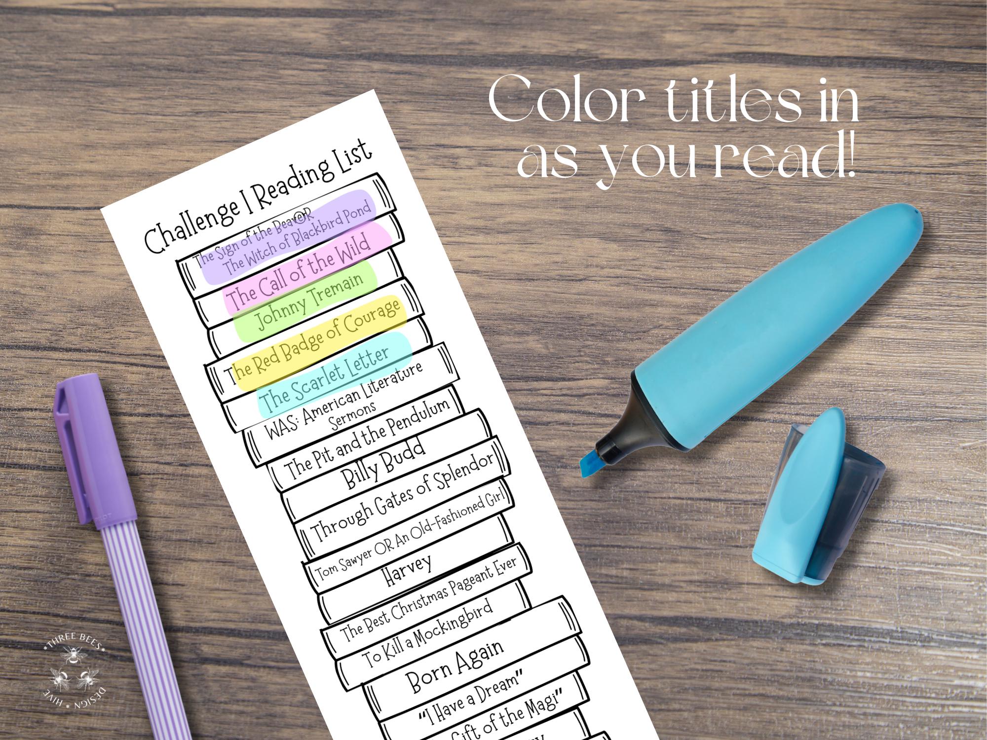 Challenge 1 Exposition Book List Bookmark (digital PDF) - Etsy