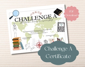 Challenge A Completion Certificate: Printable End of Year Award (PDF)