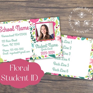 Floral Homeschool ID Card, Homeschool Teacher ID, Homeschool Student ID, Home Eudcator Card, Homeschool Identification Card