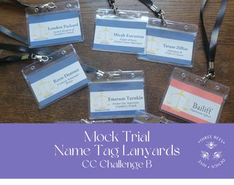 Mock Trial Nametags - Includes Lanyards. Commonwealth vs. Zillias