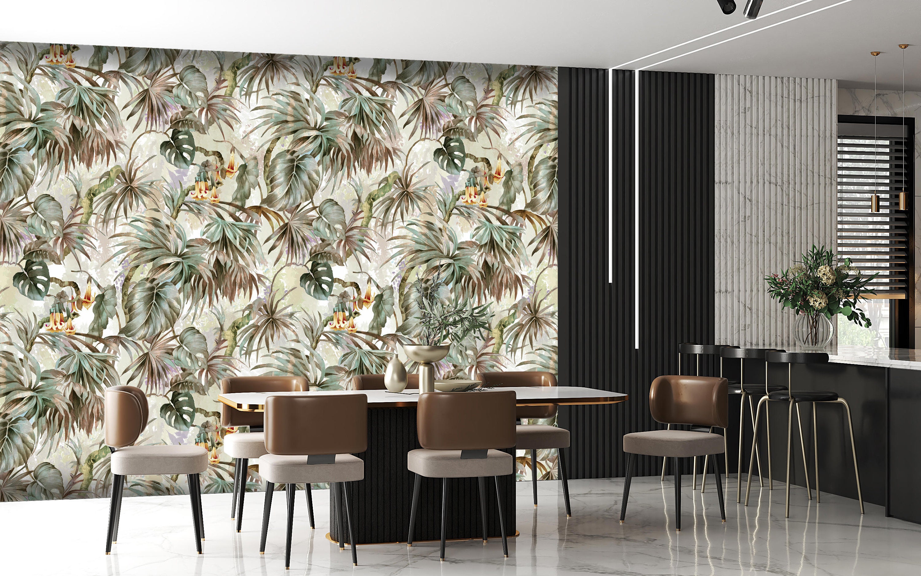 Green Tropical Leaves Ambient Wallpaper, Jungle