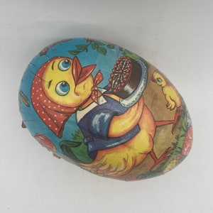 1950 German Paper Mache Easter Egg Candy Container Vintage