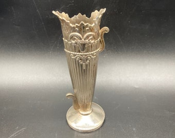 Art Nouveau Silver Plate Bud Vase Rare Ram Head Detail