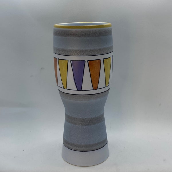 MCM GOUDA Holland Flora Athena Vase 1965 Style 1522 Hand Painted Geometric MCM Design