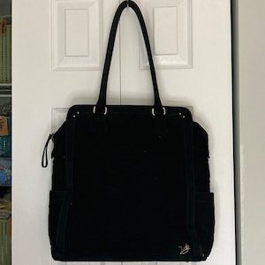 Vera Bradley large Black Quilted Tote Carryall Travel Bag Work Computer