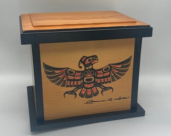 Haida First Nations Wood Box Clarence A. Wells Limited Edition Screen Print Signed