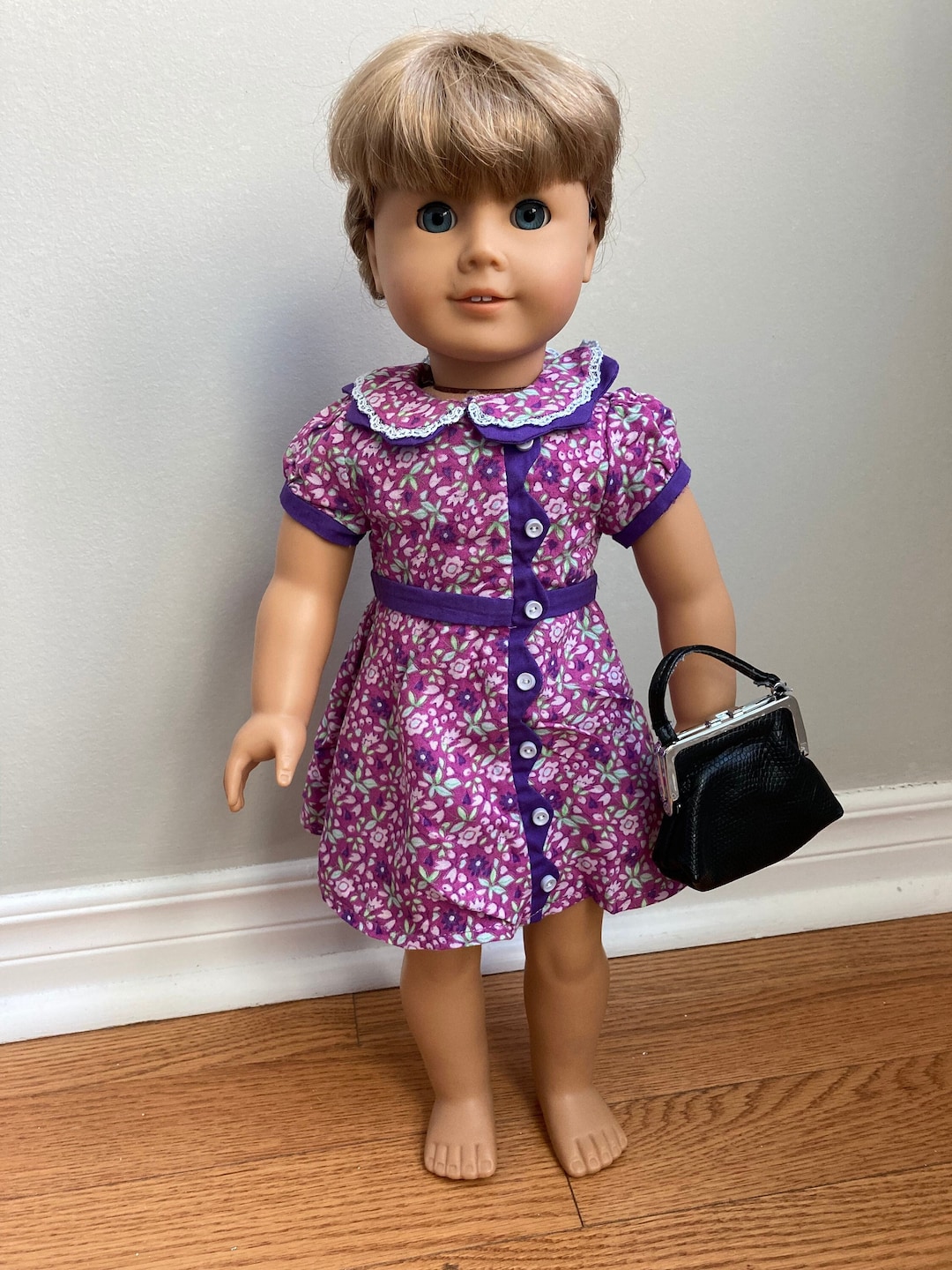 American Girl Doll Ruthie Meet Outfit Dress Black Purse Etsy