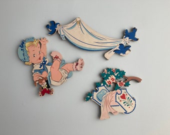 1950s Mother Goose Decor Baby Room Vintage Rock-A-Bye Baby Wall Hanging  Dolly Toy Co.