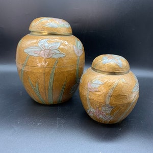 2er Set Messing Cloisonne Ingwer Gläser Dekor