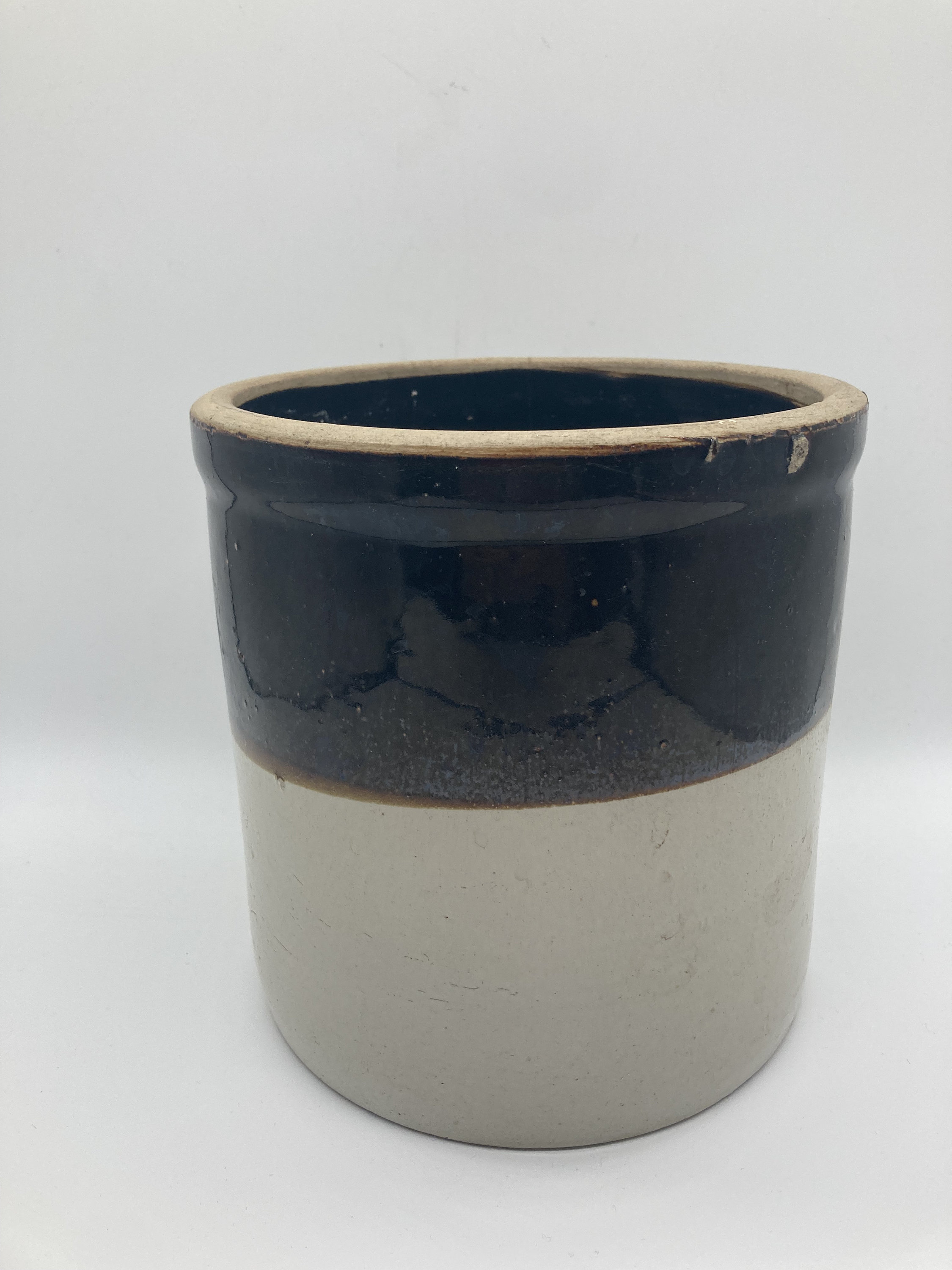 Antique 2 Tone Drip Glaze Stoneware Crock Unmarked Made in Etsy