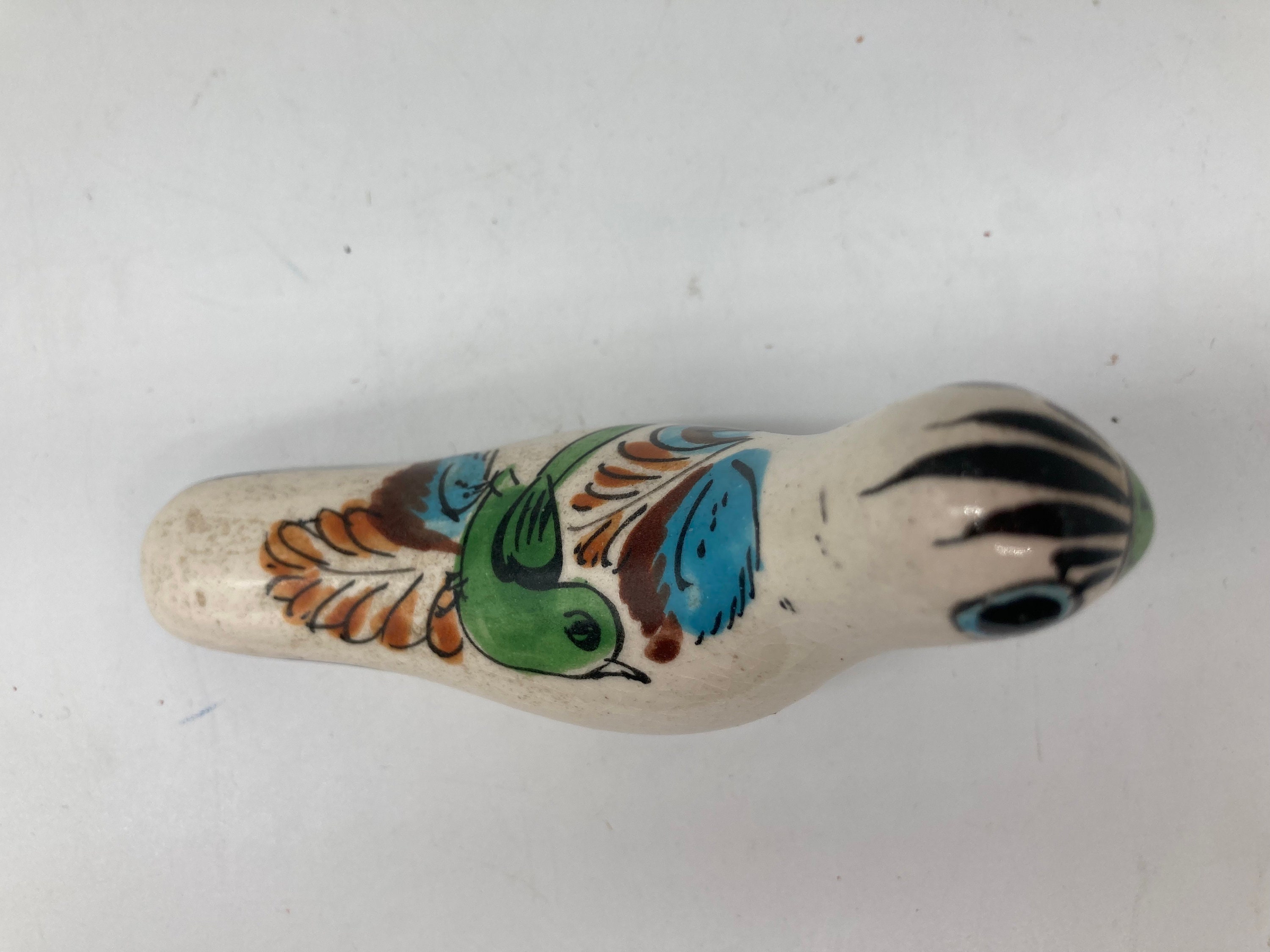 hand-painted-mexico-pottery-bird-figurine-baby-bird-on-back-etsy