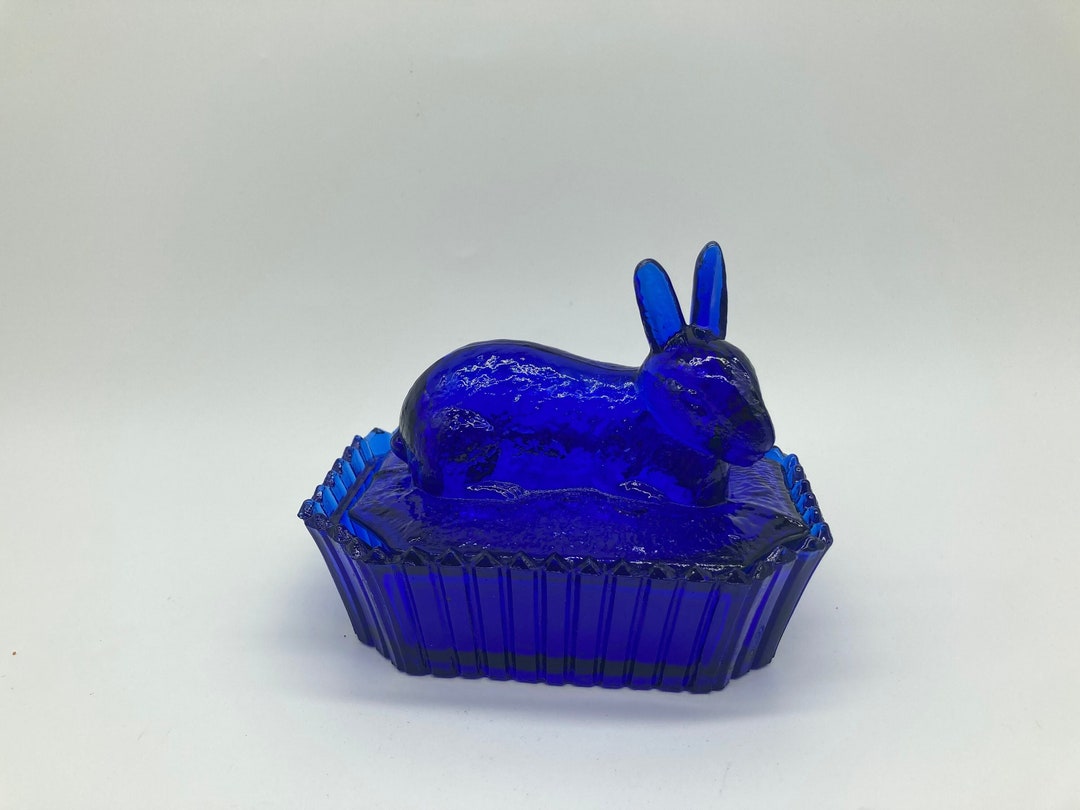 Cobalt Blue Rabbit Nesting Dish Rectangular Bunny/easter Candy Trinket ...