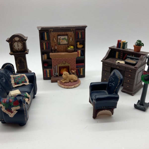 AVON Victorian Memories Miniature Living Room Furniture Set 6 pieces Hand Painted Resin 2001