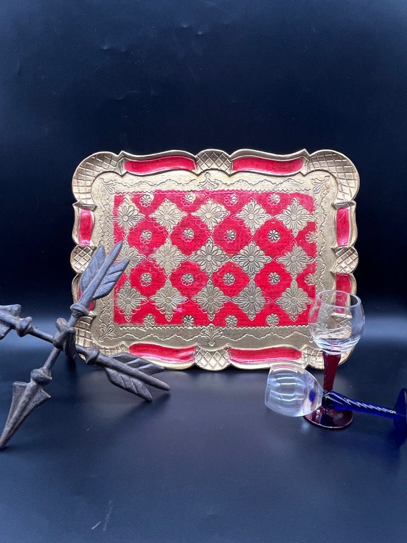 イタリア　フィレンツェ　ハンドメイド　ウッドトレイ　木製　フローレンタイン イタリア フィレンツェ ハンドメイド ウッドトレイ 木製 フロー