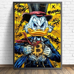 Donald Duck Bitcoin Art Poster Wall art Canvas Painting Living Room Home Decor（No frame）
