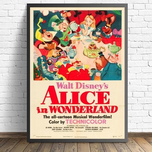 Alice In Wonderland Movie Poster Wall art Canvas Painting Living Room Home Decor（No frame）