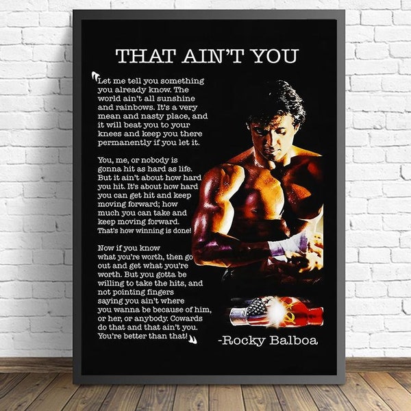 Rocky Balboa Movie Quote Poster Sylvester Stallone Poster Wall art Canvas Painting Living Room Home Decor（No frame）