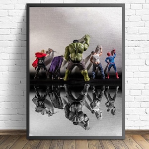 Avengers Superhero WC Funny Poster Wall art Canvas Painting Living Room Home Decor（No frame）