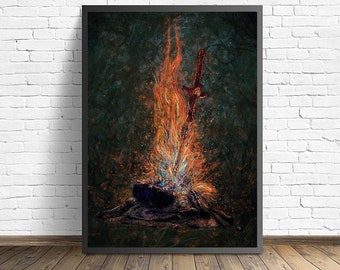 Dark Souls Bonfire Poster Wall art Canvas Painting Living Room Home Decor（No frame）