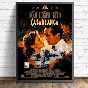 Casablanca Movie Poster Wall art Canvas Painting Living Room Home Decor（No frame）