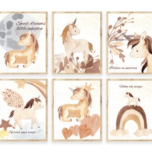Set of 6 Magical Unicorn Prints | Girls Bedroom | Wall Art | Nursery Decor | *Digital Download*
