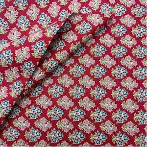 Tilda Fabrics Jubilee Collection - Farm Flowers in Red - 110cm Wide - 2024 Collection - Fabric by 1/4 metre - UK SELLER & DISPATCH