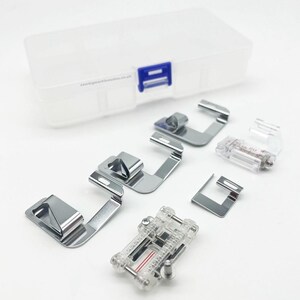 Janome Rotary Even Feed Foot Set – With Hem, Bias, Blind Hem Attachments – Ideal for Stretch, Vinyl, Leather & Quilting