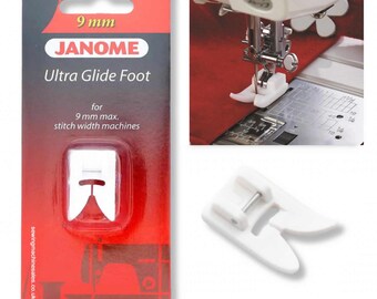 Janome Ultra Glide Foot – Teflon Coated Clip-On Foot for Sewing Leather, Vinyl, Satin & More on 9mm Stitch Width Machines