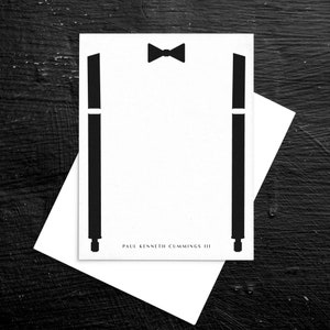 Personalized Stationary Set, Masculine, Formal, Wedding, Thank You Notecard, Male, Groom, Groomsmen Gift, Tuxedo, Bow Tie, Minimal, Modern
