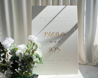 Wedding Sign - Rectangular Acrylic Wedding Welcome Sign with 3D Acrylic Name | Custom Wedding Sign | Wedding Signage - Ceremony Welcome Sign