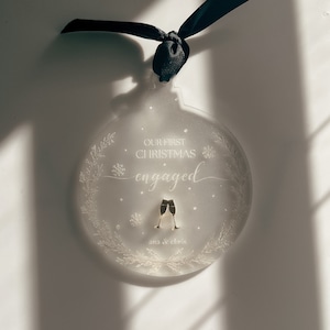 Primo ornamento natalizio per fidanzati con specchio dorato 3D / Personalizzato, Natale, regalo, sposato, coppia, fidanzamento, decorazione per albero di Natale