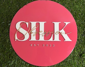 Round Business Logo Sign, 3D Door Wall Sign, Custom Logo Acrylic Business Signage, Office Storefront, Wall Hanging Business Office